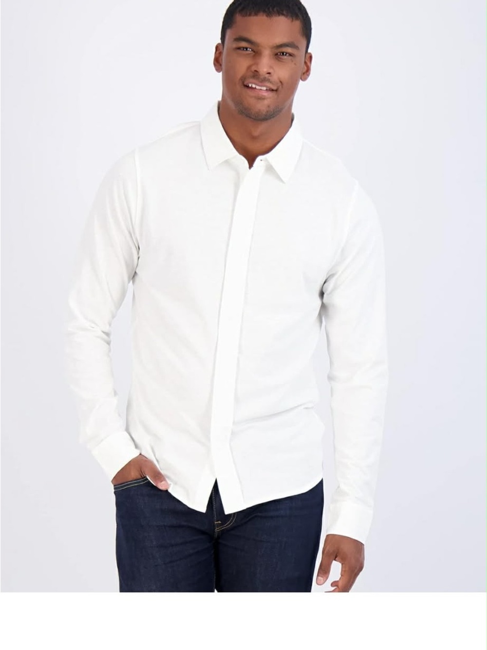 3 pack of Men’s Classic White Long-Sleeve T- Shirt material Dress Shirt size L